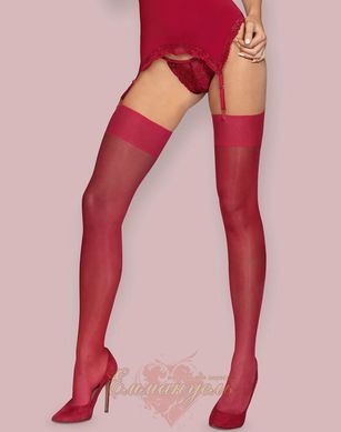 Чулки - Obsessive S800 stockings ruby, S/M