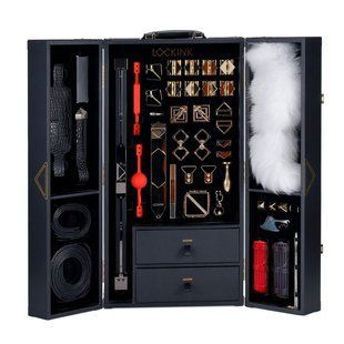 Lockink All-in-1 BDSM Play Kit, black embossed leather BDSM set for bondage, shibari and wax play SX0819 &mdash; photos