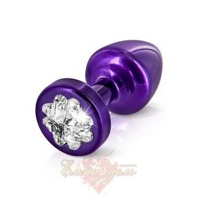 Cork - Diogol Anni R Clover Silver Purple 30mm, 4 Swarovsky crystals in the form of a leaf of a clover