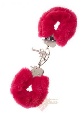 Handcuffs - Metal Handcuff with Plush, RED