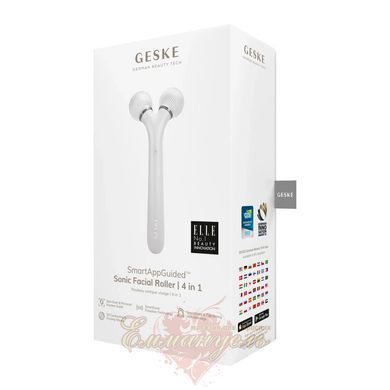 Электронный ультразвуковой ролик для массажа лица GESKE Sonic Facial Roller 4в1 white HB0183 фото