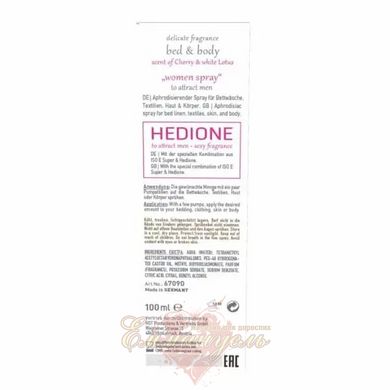 Women's body and bed spray with pheromones - HOT Fragrance Cherry and White Lotus, 100 ml