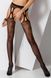 Woman erotic bodystocking tights - Passion S002 black, imitation lace stockings and belt