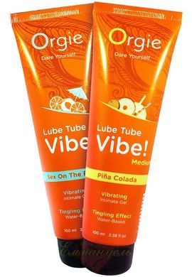 Съедобный лубрикант &ndash; Orgie Lube Tube Vibe! Pi&ntilde;a Colada (100 мл), возбуждающий с эффектом вибрации OR17533 фото