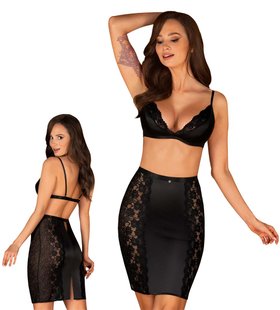 Комплект белья - Obsessive Blanita Bra & Skirt black, S/M