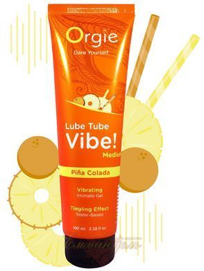 Съедобный лубрикант &ndash; Orgie Lube Tube Vibe! Pi&ntilde;a Colada (100 мл), возбуждающий с эффектом вибрации OR17533 фото