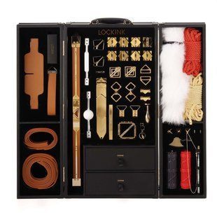 БДСМ-набор Lockink All-in-1 BDSM Play Kit, коричневый, с ремнями, маской, кляпами, анальными пробками и свечами SX0820 фото