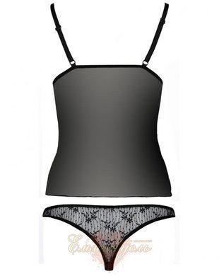 Комплект білизни - MELISSA SET black L/XL - Passion: ліф-сорочка зі шнурівкою і трусики EL15904 фото