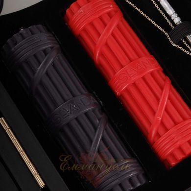 БДСМ-набір Lockink All-in-1 BDSM Play Kit, коричневий, з ременями, маскою, кляпами, анальними пробками та свічками SX0820 фото