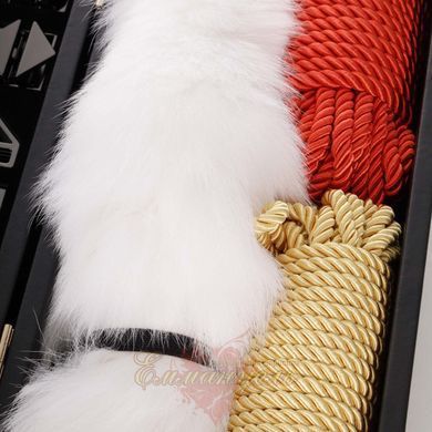 БДСМ-набір Lockink All-in-1 BDSM Play Kit, коричневий, з ременями, маскою, кляпами, анальними пробками та свічками SX0820 фото