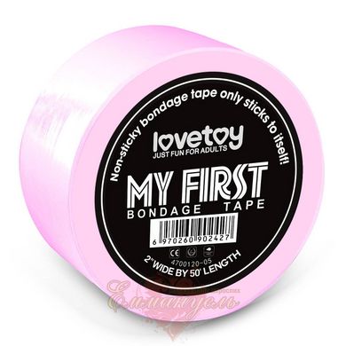 Лента для бондажа - My First Non Sticky Bondage Tape, Pink