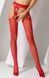 Woman erotic bodystocking tights - Passion S002 red, imitation lace stockings and belt
