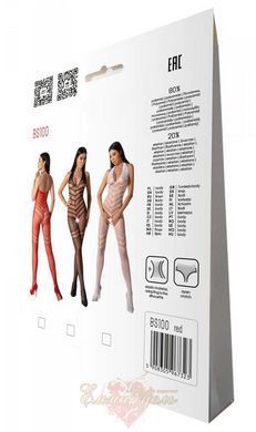 Бодистокинг с плетением на животике &ndash; Passion BS100 One Size, red, декоративный шов, с доступом SO8942 фото