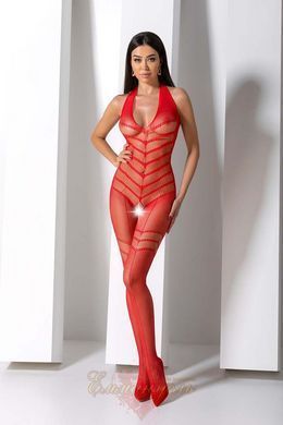 Бодистокинг с плетением на животике &ndash; Passion BS100 One Size, red, декоративный шов, с доступом SO8942 фото