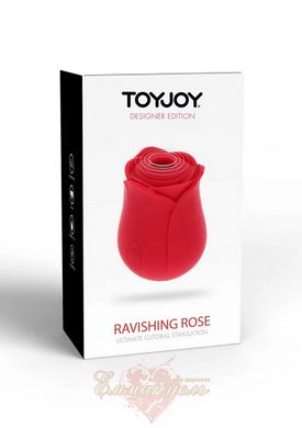 Вакуумний стимулятор клітора у вигляді троянди - Toy Joy Ravishing Rose, силіконовий, червоний