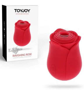 Вакуумний стимулятор клітора у вигляді троянди - Toy Joy Ravishing Rose, силіконовий, червоний