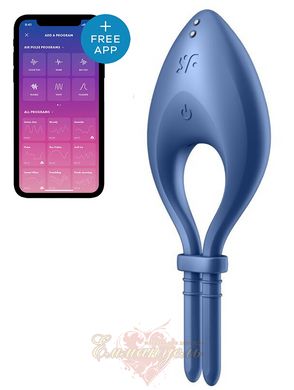 Ерекційне віброкільце-ласо з регулюванням розміру - Satisfyer Bullseye Blue