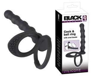 Страпон - Black Velvets Cock & ball ring