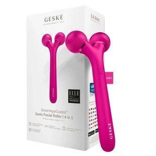Электронный ультразвуковой ролик для массажа лица GESKE Sonic Facial Roller 4в1 magenta HB0175 фото