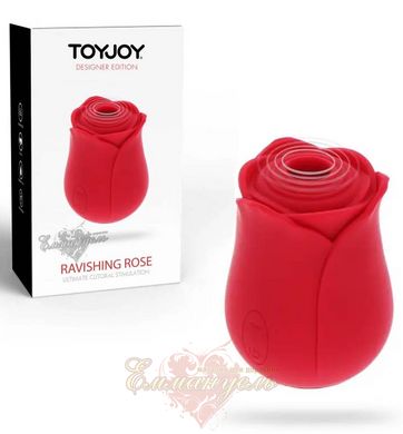 Вакуумный стимулятор клитора в виде розы - Toy Joy Ravishing Rose, силиконовый, красный