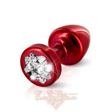 Cork - Diogol Anni R Clover Red Crystal 30mm, 4 Swarovsky crystals in the form of a leaf of a clover