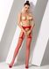 Fishnet stockings - Passion S011 One Size, Red, imitation garters, open access