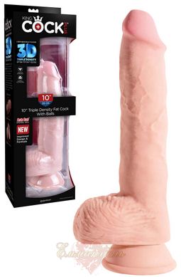 Фалоімітатор - King Cock Plus 10" Triple Density Fat Cock with Balls