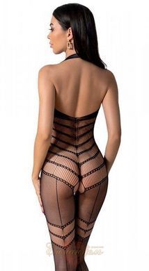 Bodystocking with weaving on the belly &ndash; Passion BS100 One Size, black, decorative seam, with access SO8941 &mdash; photos