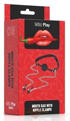 Gag with silicone ball and nipple clamps - Erospace Wild Play C15 62050072-0015 &mdash; photos