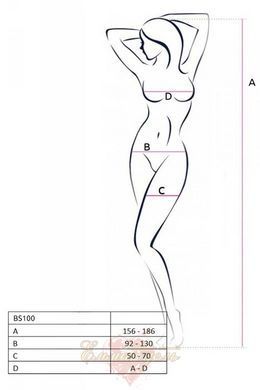 Bodystocking with weaving on the belly &ndash; Passion BS100 One Size, black, decorative seam, with access SO8941 &mdash; photos