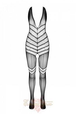 Bodystocking with weaving on the belly &ndash; Passion BS100 One Size, black, decorative seam, with access SO8941 &mdash; photos