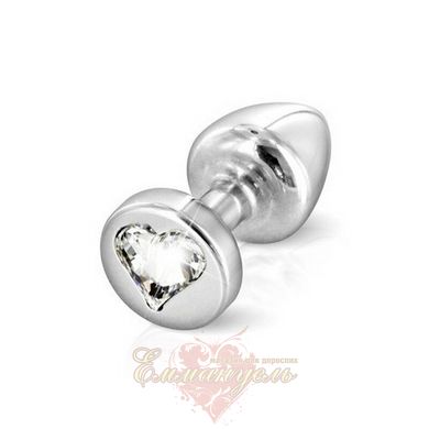 Butt plug - Diogol Anni R Heart Silver: Crystal 30mm, with Swarovsky crystal in the shape of a heart