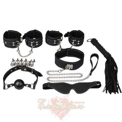 BDSM set 4 items - Erospace Wild Play C10, mask, whip, handcuffs, shackles, collar with leash, gag, locks 62050072-0010 &mdash; photos