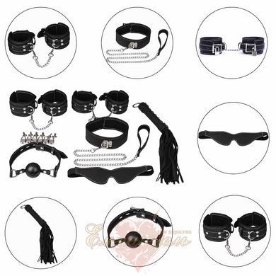BDSM set 4 items - Erospace Wild Play C10, mask, whip, handcuffs, shackles, collar with leash, gag, locks 62050072-0010 &mdash; photos