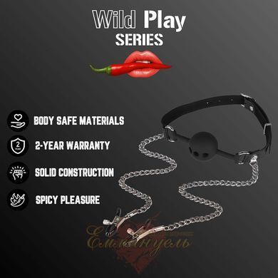 Gag with silicone ball and nipple clamps - Erospace Wild Play C15 62050072-0015 &mdash; photos