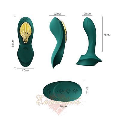 Смарт-вибратор в трусики - Zalo AYA Turquoise Green, насадка и пульт ДУ SO6647 фото