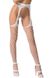 Fishnet stockings - Passion S011 One Size, White, imitation garters, open access