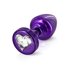 Анальная пробка - Diogol Anni R Heart Purple: Кристалл 30мм, с кристаллом Swarovsky в виде сердечка