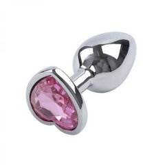 Butt Plug - Silver Metal Heart Light Pink, S