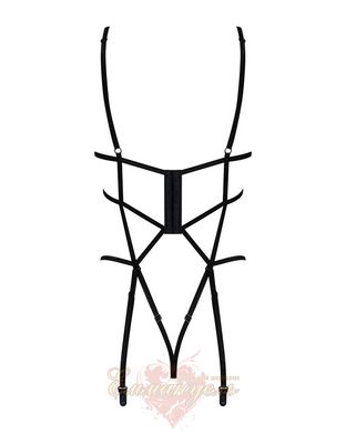 Strap bodysuit with access - Obsessive Badossa crotchless teddy S/M, black