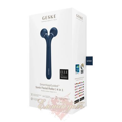 Электронный ультразвуковой ролик для массажа лица GESKE Sonic Facial Roller 4в1 midnight HB0177 фото