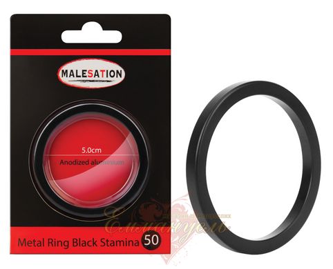 Эрекционное кольцо - MALESATION Metal Ring Black Stamina