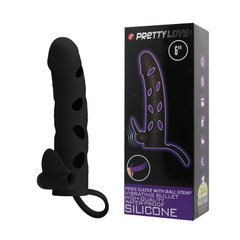 Nozzle on the member - Pretty Love 6 Inch Vibrating Penis Sleeve Black