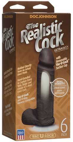 Чёрный фаллоимитатор Realistic Cock 7 With Scrotum - 18 см.