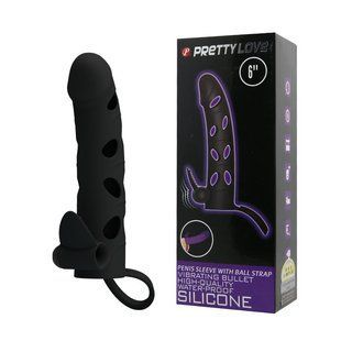 Насадка на член - Pretty Love 6 Inch Vibrating Penis Sleeve Black 6603BI0404 фото
