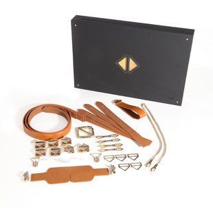 БДСМ-набор Lockink Bondage & Restraint Set, коричневый, из натуральной кожи, фиксаторы, маска, кляп  SX0822 фото
