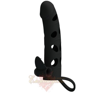 Nozzle on the member - Pretty Love 6 Inch Vibrating Penis Sleeve Black