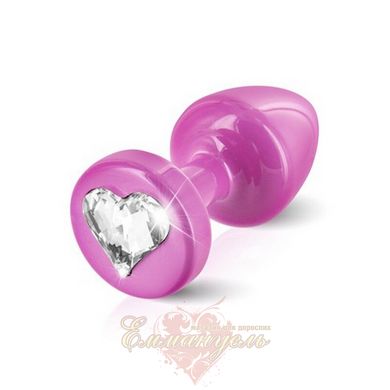 Butt plug - Diogol Anni R Heart Pink: Crystal 30mm, with Swarovsky crystal in the shape of a heart