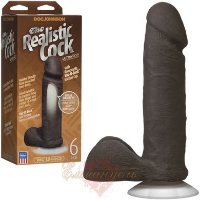 Dildo - Doc Johnson The Realistic Cock 6 inch Black - ULTRASKYN, Vack-U-Lock
