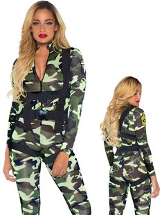 Эротический костюм десантницы - Leg Avenue Pretty Paratrooper XL, комбинезон, портупея